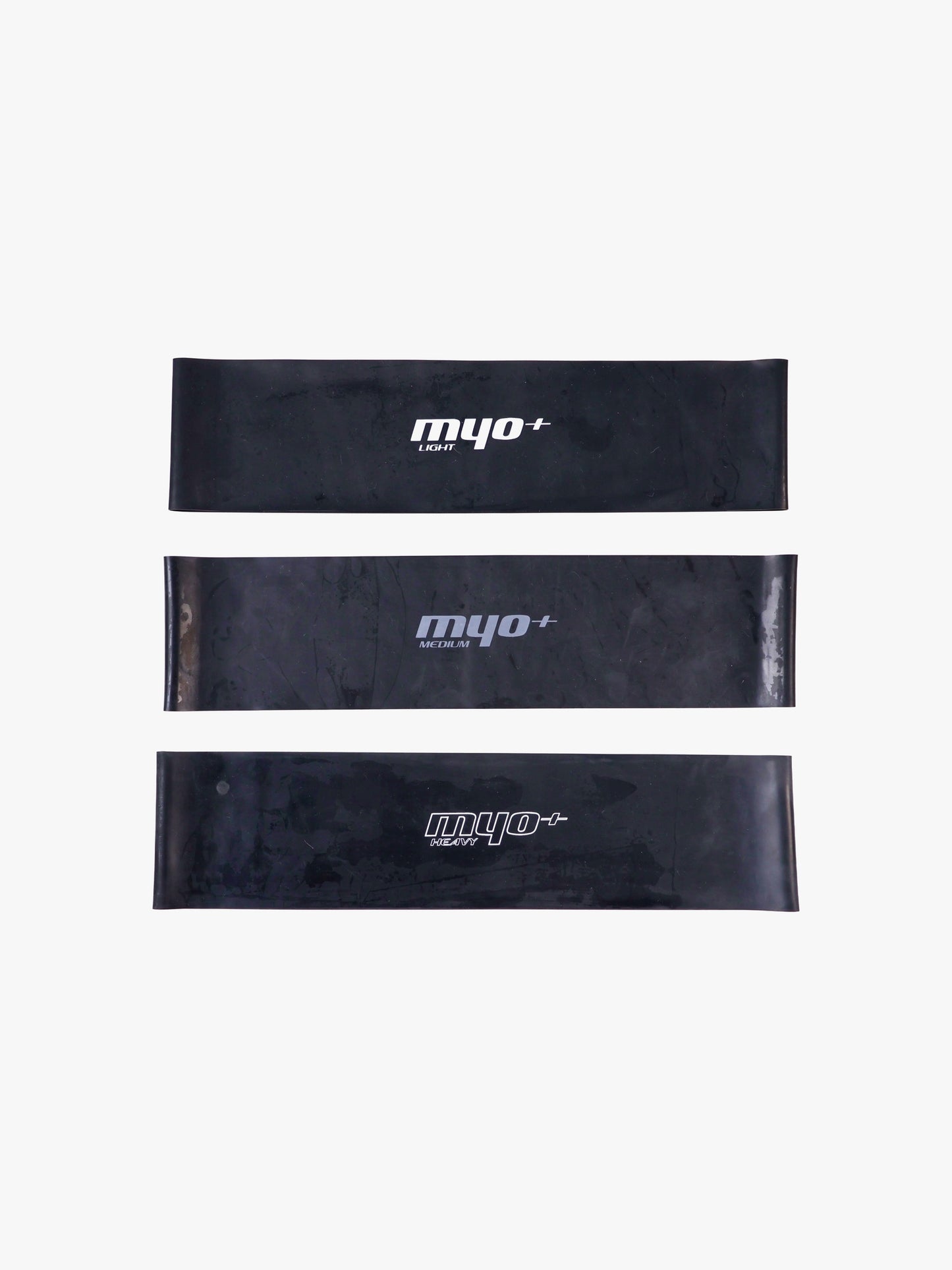 MyoBand Flex 3-Pack by Myo+ including Light, Medium, and Heavy resistance mini bands for glute activation, strength training, and progressive loading