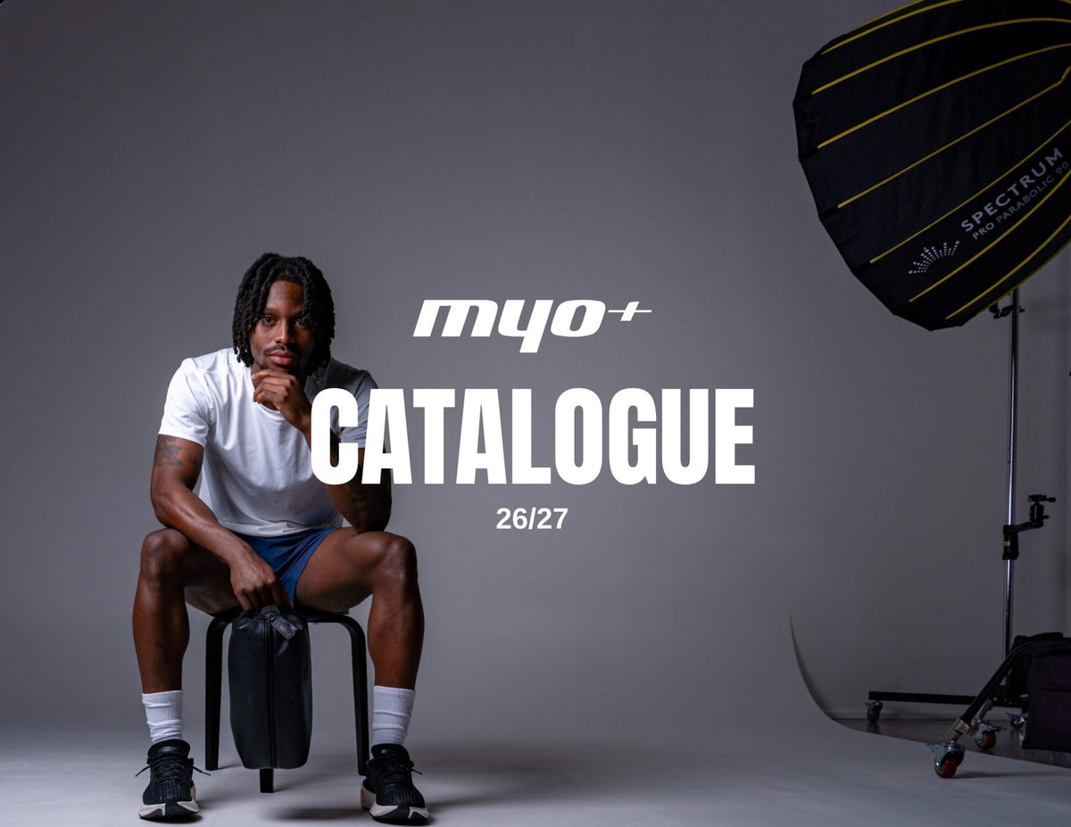 Myoplus 2026/27 catalogue cover – recovery gear for clubs and schools.